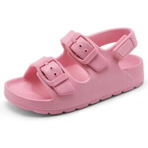 Inminpin Toddler Girls Size 8 Pink Sandal Buckle Sandel Open Round Toe Shoes